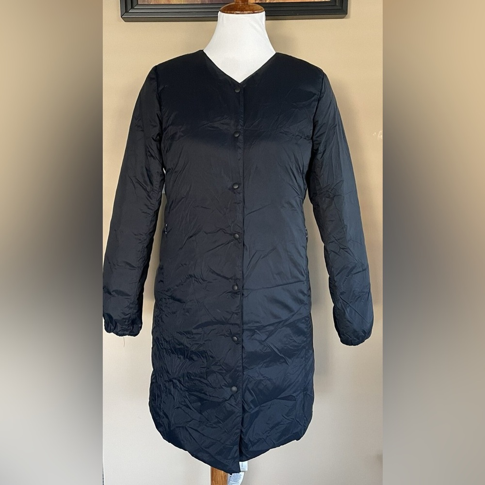 Muji Black Long Lightweight Puffer Coat